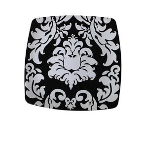 Set of 2 -ROSCHER Black White Damask Collection Floral Scrolls Square 10" Plate